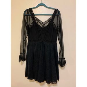 Free People Black Victorian lace Dress.